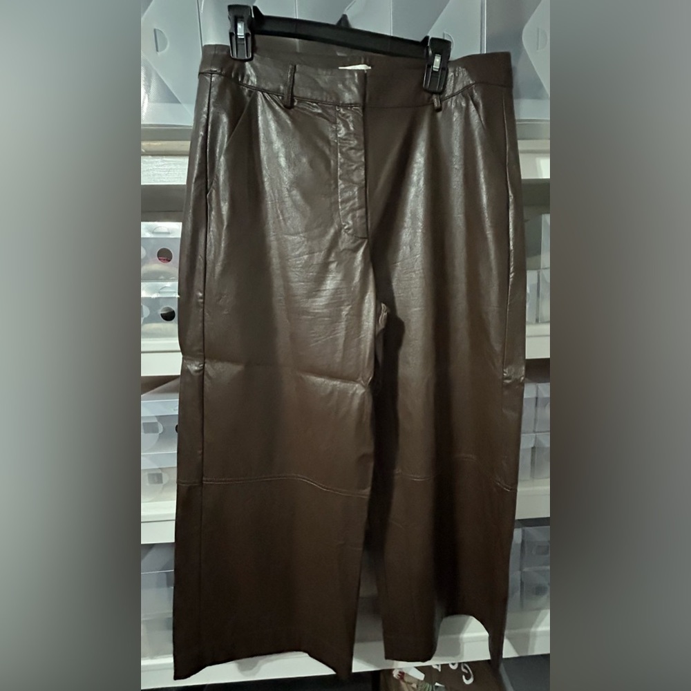 Tyler Boe Dark Brown Faux Leather Pants